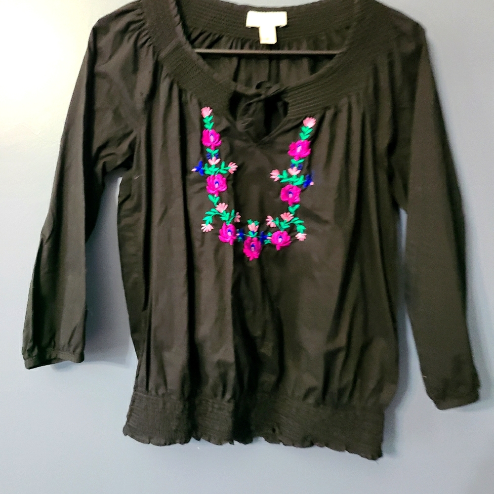 Ann Taylor LOFT embroidered peasant blouse - Picture 1 of 6